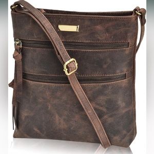 ESTALON Leather Crossbody Purse for Small Crossover Long Over the Shoulder